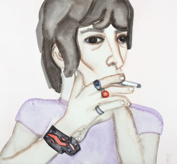 HU Zi Keith Richards 1977, 2015 Gouache on paper 纸上水粉 50 x 54.5 cm