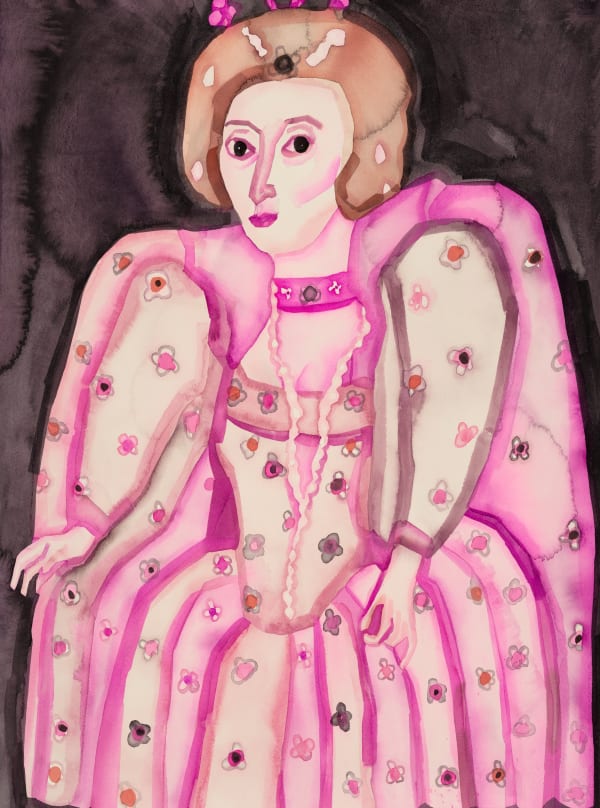 HU Zi Elizabeth I of England 英格兰伊丽莎白一世, 2019 Gouache on paper 纸上水粉 75 x 55.5 cm