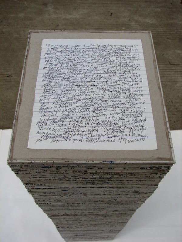 LIU Ren 365's Annoyance 365天的烦恼, 2005-2006 Exercise book, mark pen, glue, cardboard, English examination paper 练习簿,签字笔,胶水,硬板纸,英语考卷 22.3 x 18.5 x 360 cm