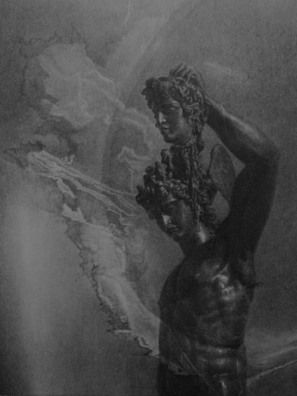 ZHANG Yunyao Study in Two Heads 头部习作, 2017 Graphite on felt 石墨毛毡 143 x 119 cm