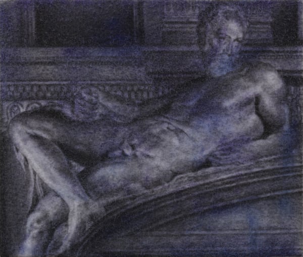 ZHANG Yunyao One figure(Dusk) 一个形体(暮), 2019 Graphite and pigment on felt 石墨 色粉 毛毡 20 x 24 cm