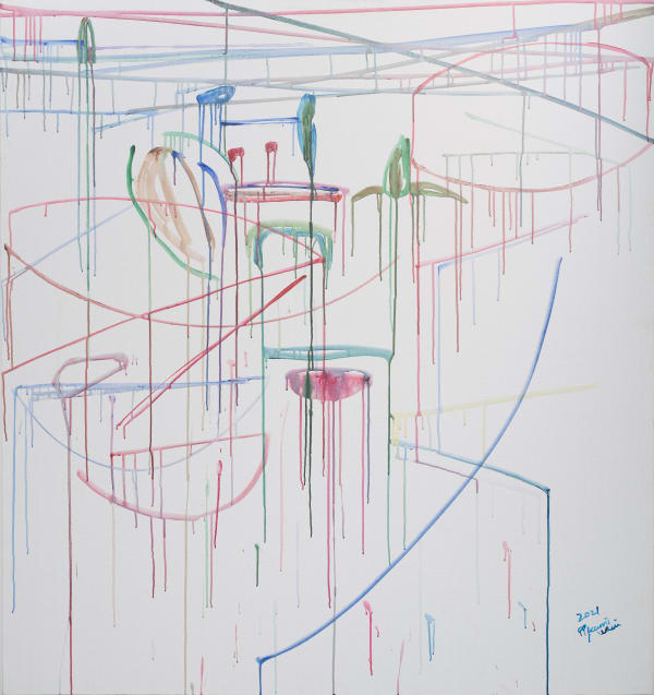 Kumi Usui Drawing & Drawing(on canvas) 2021 #26 埋头画画(布面)2021 #26, 2021 Acrylic on Canvas 布面丙烯 150 x 160 cm