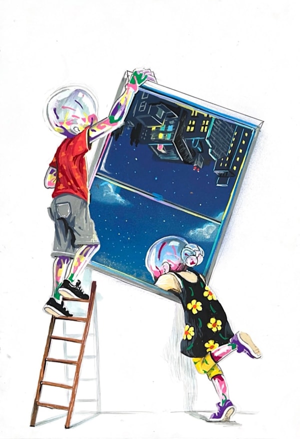 Flog Tilt the frame, 2025 Mixed media on art paper 21 x 29.7 cm, 8.3 x 11.7 in