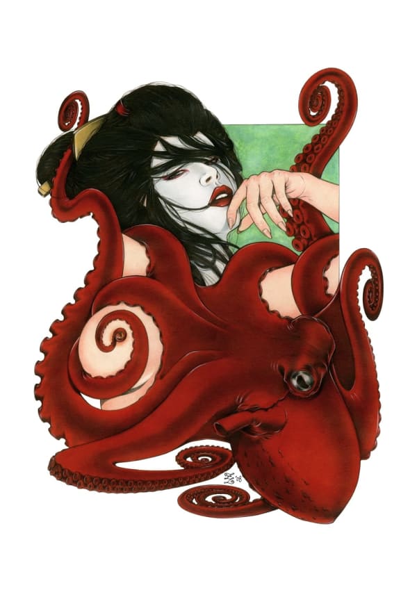 Zoe Lacchei Geisha with Octopus, 2008 Mixed media on paper 29.7 x 42 cm