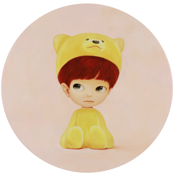 Mayuka Yamamoto Little Sitting Bear Boy Oil on drum Diameter 55.5 cm