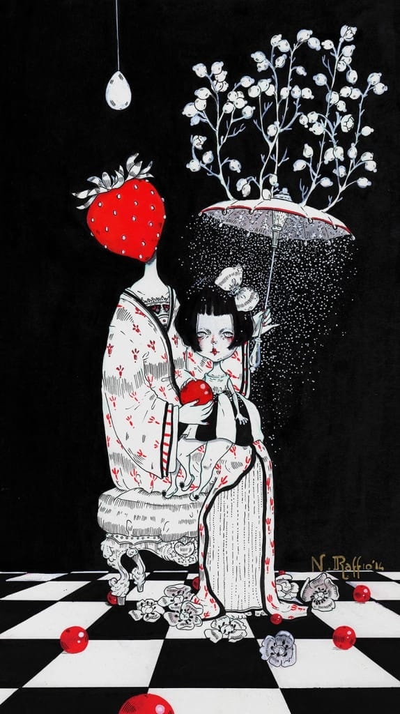 Natascia Raffio Let it Snow, 2014 Ink on paper 22x38 cm