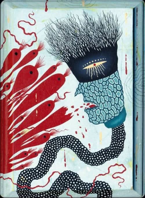 Colin Johnson The Encounter, 2008 Mixed media on wood 17.78 x 12.7 cm