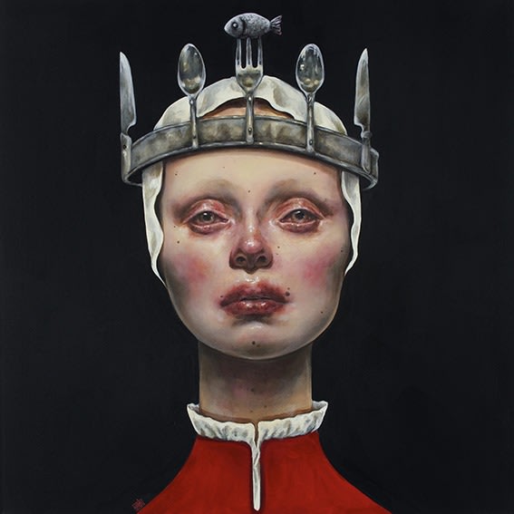 Afarin Sajedi Chef Offer - Like a King, 2014 Acrylic on canvas 100 x 100 cm