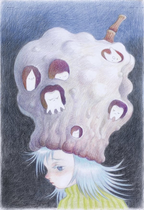 Lei Xiaohan Dreamland, 2022 Coloured pencil on canvas 39 x 27 cm, 15.35 x 10.6 in with frame: 62 x 50 cm, 19.7 x 24.4 in.