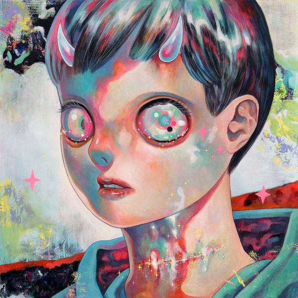 Hikari Shimoda Wherabouts of Gods Oil on canvas - Olio su tela 72 x 72 cm