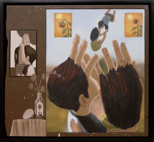 Blic Soft Armor, 2025 Oil pastel and Acrylic in Canvas 59.2 x 54 cm, 23,3 x 21,3 in Framed Size: 63 x 58 cm 24,8 x 22.8 in