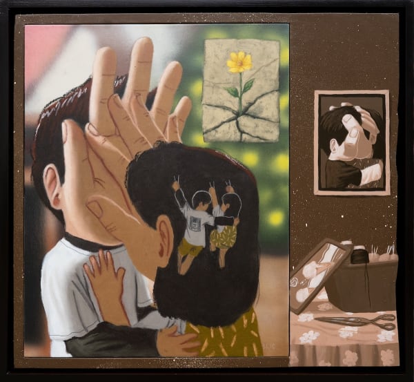 Blic Still We Rise, 2025 Oil pastel and Acrylic in Canvas 59.2 x 54 cm, 23,3 x 21,3 in Framed Size: 63 x 58 cm 24,8 x 22.8 in