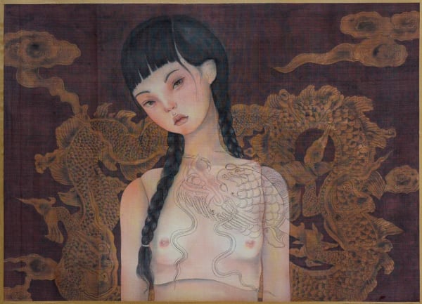 Bui Tien Fairies, 2024 Watercolor on silk Artwork Size: 47 x 67 cm, 18.5 x 26.4 in Framed Artwork Size: 88 x 68 x 4 cm, 34 x 27 x 1.5 in