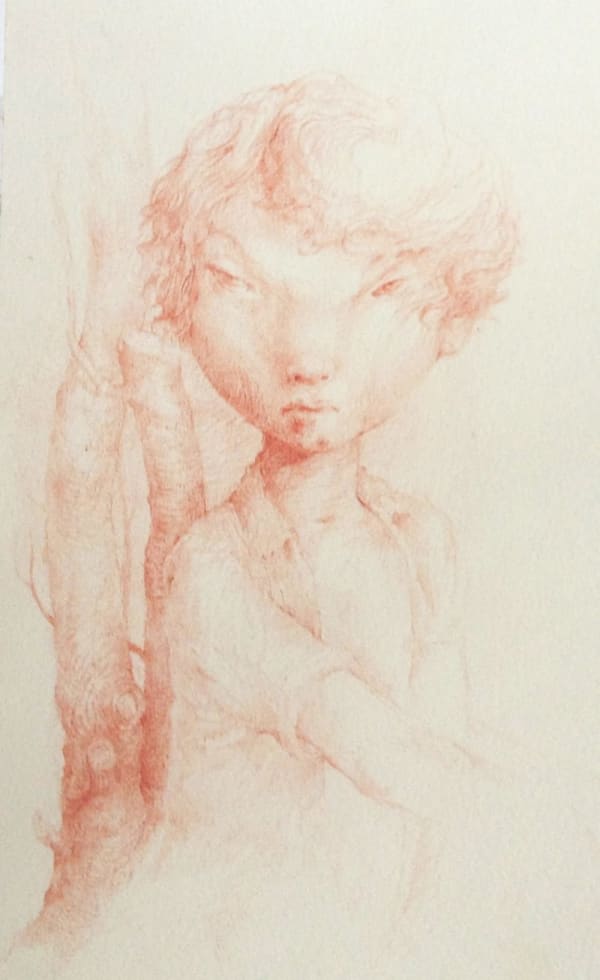 Paolo Guido Ragazzo nel bosco , 2013 Sanguigna