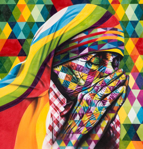 Eduardo Kobra Madre Teresa Spray Paint on Cancas 100 x 100 cm
