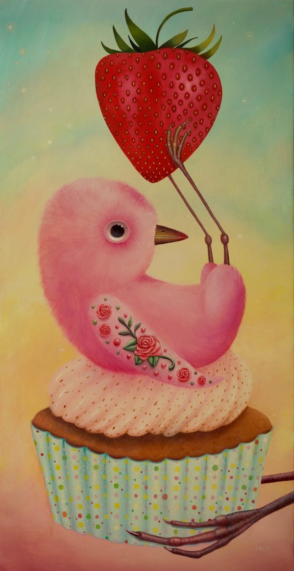 Peca Sweet flow ”Strawberry” , 2024 Acrylic and oil on linen Image size: 50 x 100 cm/ 19.7 x 39.4 in Framed size: 64 x 114 cm/ 25.2 x 45 in
