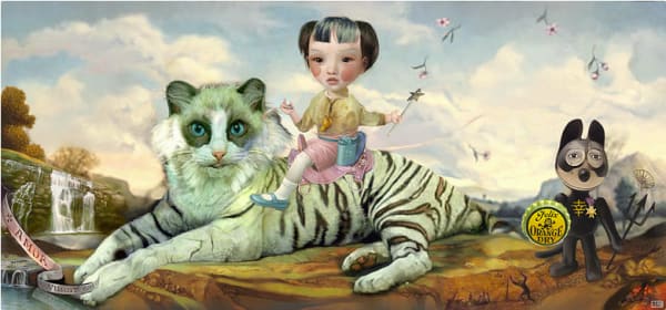 Paolo Guido Amor vincit omnia Oil on board 35 x 71 cm with frame: 39.5 x 75 cm