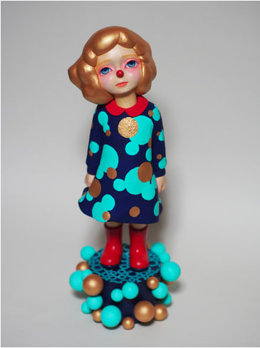 Emi Katsuta Night Rain, 2020 Japanese cypress, cloth, acrylic paint h 16.5 x w 6.3 x d 6.1 inches