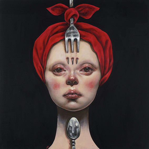 Afarin Sajedi Chef Offer - The Lover, 2014 Acrylic on canvas 100 x 100 cm