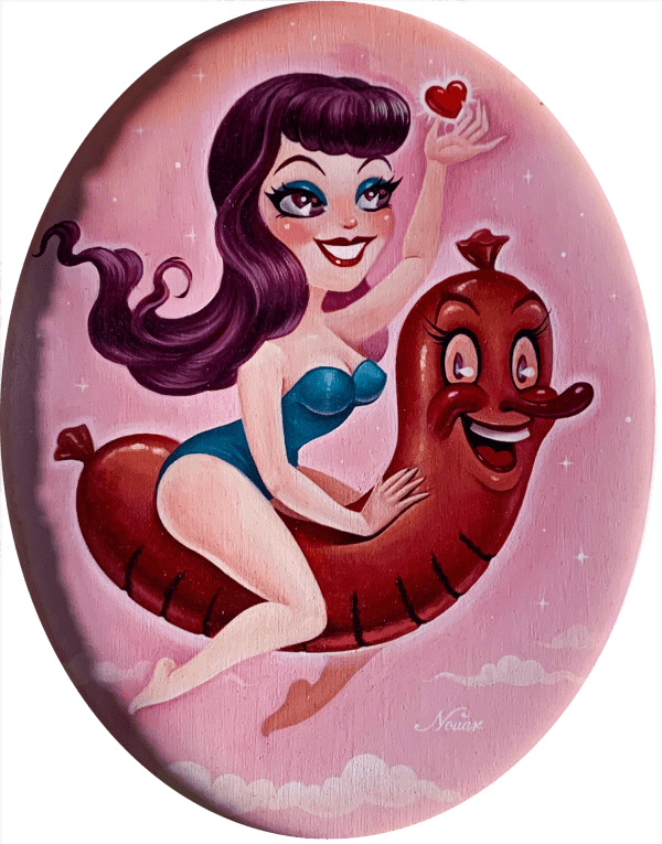 Nouar The Love Ride, 2010 Oil on board Framed size: 42 x 51 cm, 16.5 x 20 in