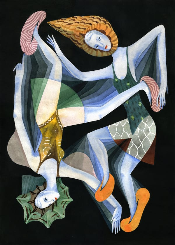 Andrea Wan Dancing the dance of life Watercolors and Ink on Paper 70 x 50 cm