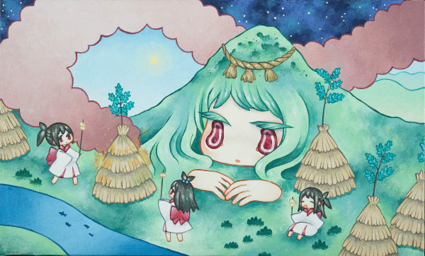 Ryoko Kaneta Bonfire, 2023 Acrylic on canvas 27.3 x 45.5 x 1.8 cm (M8)