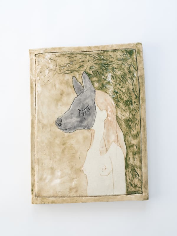 Clémentine De Chabaneix Loup nu, 2025 Glazed Ceramic 22,3 x 30 x 3,7 cm, 8.8 x 11.8 x 1.5 in