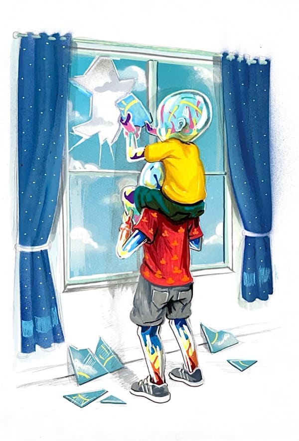 Flog Fixing, 2025 Mixed media on art paper 21 x 29.7 cm, 8.3 x 11.7 in