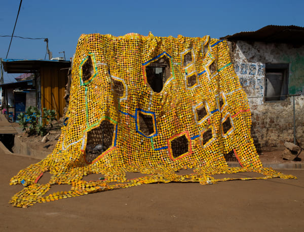 Serge Attukwei Clottey Year of return, 2019 Plastic and copper wires 253 x 271 in 642.62 x 688.34 cm
