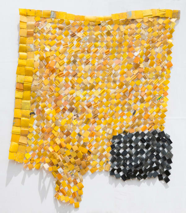 Serge Attukwei Clottey Supporting person, 2017 Plastics, wires, and oil paint 79 x 59 in (200.66 x 149.86 cm)