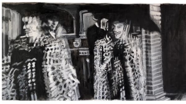 Megan Wade-Darragh Lost, 2021 Encre et acrylique sur toile / India ink and acrylic paint on canvas paper 6 x 11 inches 15.2 x 27.9 cm