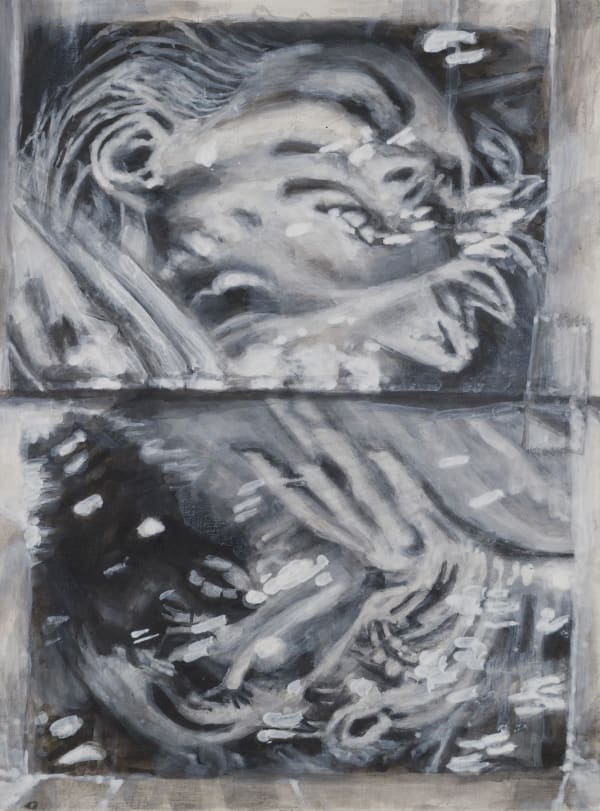 Megan Wade-Darragh Wine and Roses, 2021 Encre et acrylique sur toile / India ink and acrylic on canvas 12 x 9 inches 30.5 x 22.9 cm