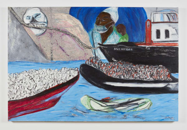 Jacqueline de Jong, (Aan de ketting) – Enchaîné Lesbos (Border Line series), 2020
