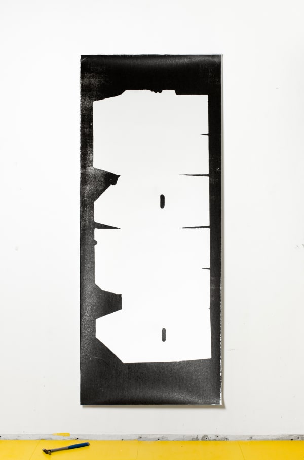 Alex Farrar, Inked moving box #50 (towels, salad spinner, rug, portfolio, tupperware, bathroom bin), 2025