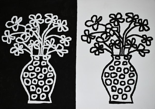 David Reeb, black and white flowers, 2023