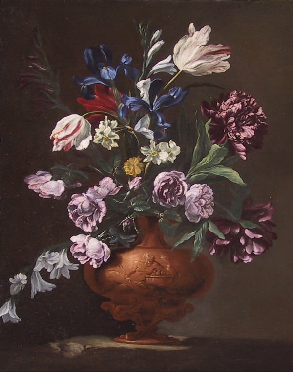 Andrea Belvedere, Still life with flowers in a vase, a pair