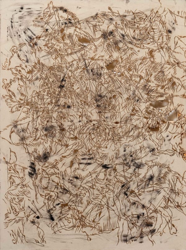 呂咅彧 Cole Lu, 在黑暗的洞窟中，他們生火煮植物柔嫩的根－黑暗中的盲眼充滿眼淚。母親與父親的盲眼充滿眼淚，在黑暗的洞窟中，野牛的盲眼充滿眼淚。（某日太陽落下） In the darkness of the cave, they lit fire to cook tender roots — the blind eyes in the dark cave filled with salt tears. The blind eyes of the mother and the father filled with salt t, 2024