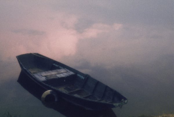 Robert Farber, Evening Sunset Reflection and an Old Boat, France, 1982