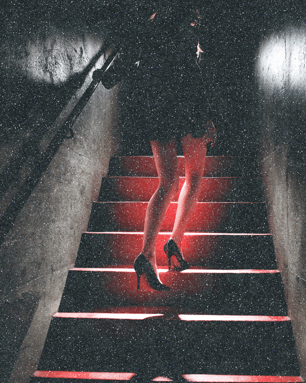 David Drebin Girl On the Red Steps, Diamond Dust, 2020