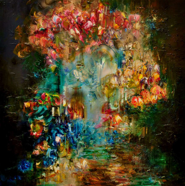 Victoria Horkan One Stormy Day and A Whiskey Chaser- Lake Garda Oil on canvas 100 x 100 cm