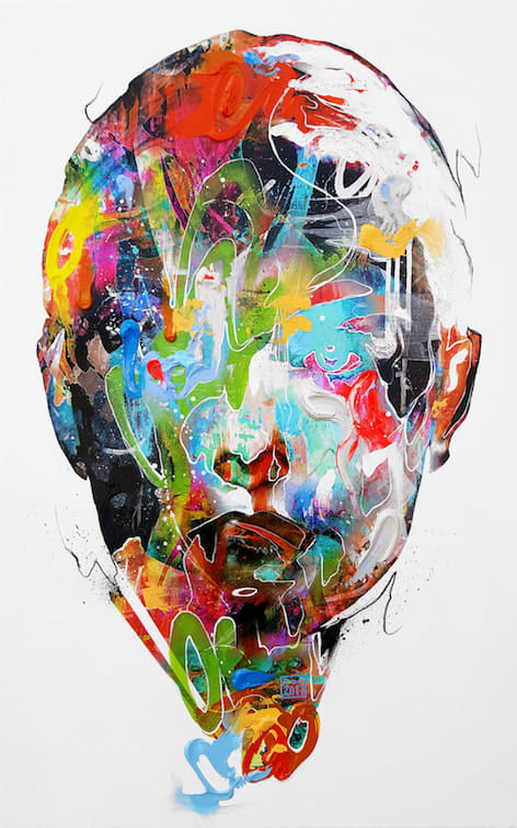 Danny O'Connor Can't Stop The Beat - White. Mixed media on canvas 81 x 51 cm 31 7/8 x 20 1/8 in