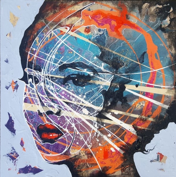 Danny O'Connor To Those Who Can Wait. Mixed media on canvas 40 x 40 cm 15 3/4 x 15 3/4 in