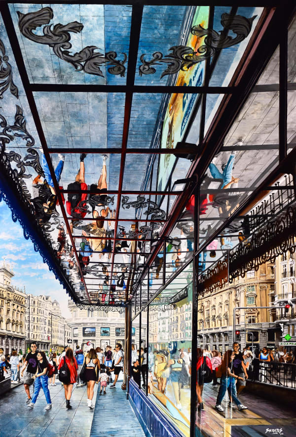 Socrates Gran Vía Enamels on Aluminium 140 x 95 cm