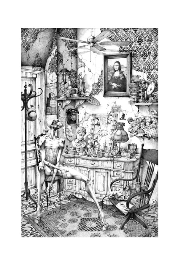 Adolfo Arenas Alonso Giokondo il Bello. PRINT Unframed giclée print on hanhemühle paper hand finished by the artist. 111 x 76 cm 44 1/8 x 29 7/8 in