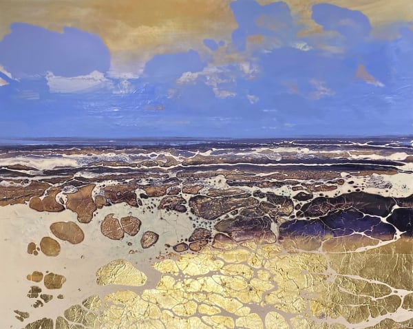 Michael Sole Branksome gold no.9 Oil, acrylic and gold leaf on canvas 120 x 150 cm 47 1/4 x 59 in 125.5 x 155.5 x 5 cm - framed