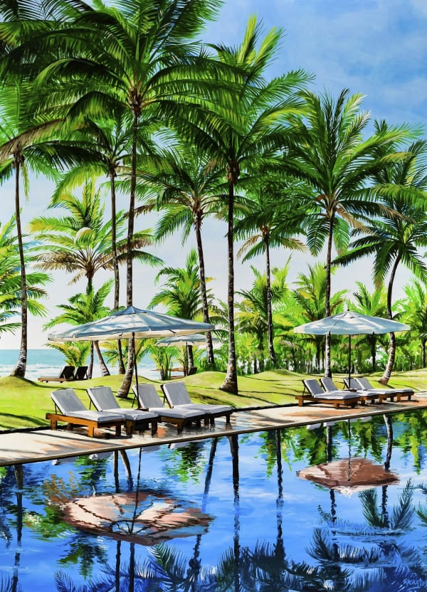 Socrates Outside Pool 1, 2020 Enamels on aluminium sandwich 48 x 34 5/8 in 122 x 88 cm