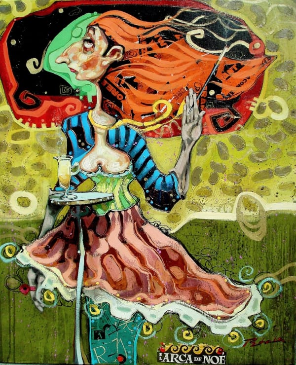 Max Pedreira The waitress from Granada (La mesera de Granada) Mixed media on canvas 100 x 80 cm 39 3/8 x 31 1/2 in