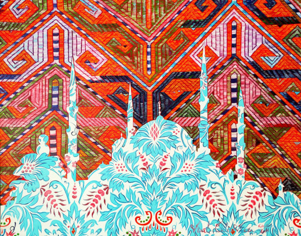 Karl Talip Kara Ayasofya Damask Oil on Canvas 96 x 150 cm 37 3/4 x 59 in