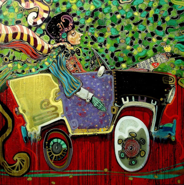 Max Pedreira Das Wettbewerb (The competition) Mixed media on canvas 150 x 150 cm 59 x 59 in