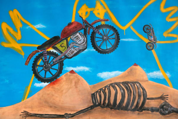 Kubilay Mert Ural, untitled (dirt bikes on a breast), 2023